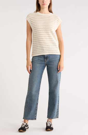 Melrose and Market Short Sleeve Pointelle Knit Sweater