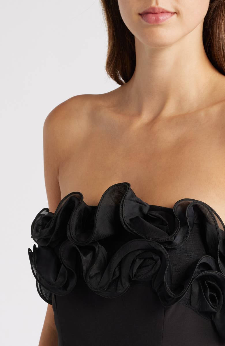 Sam Edelman Organza Trim Strapless Jumpsuit, Alternate, color, Black