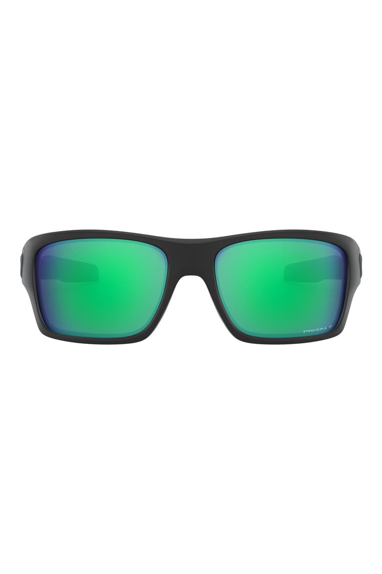 Turbine 65mm Polarized Oversize Rectangular Sunglasses, Main, color, MATTE BLACK