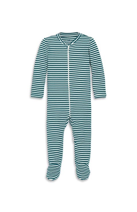 Baby Organic Zip Footie In Stripe