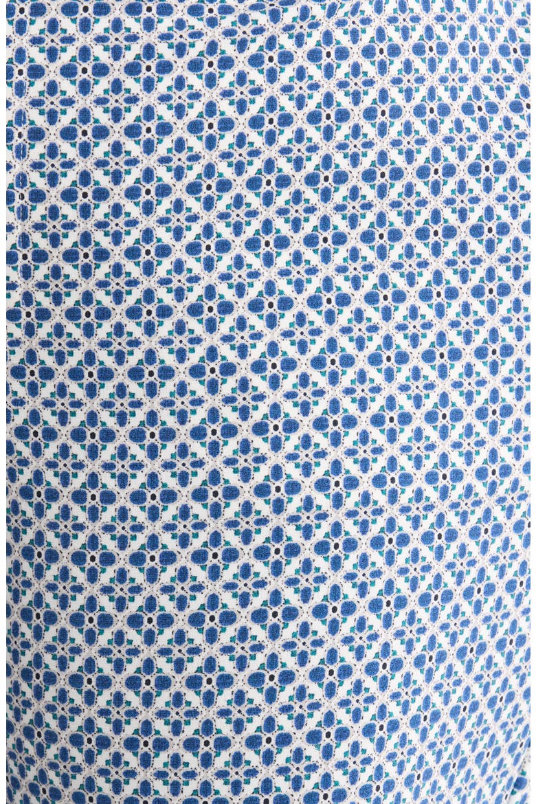 Kelsey Jacquard Slit Hem Tapered Pants, Alternate, color, BLUE WHITE TILE PRINT