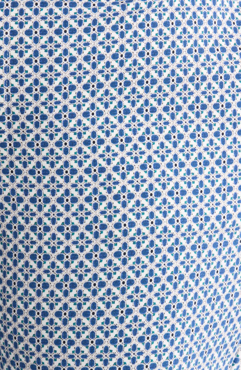 Liverpool Kelsey Jacquard Slit Hem Tapered Pants, Alternate, color, Blue White Tile Print