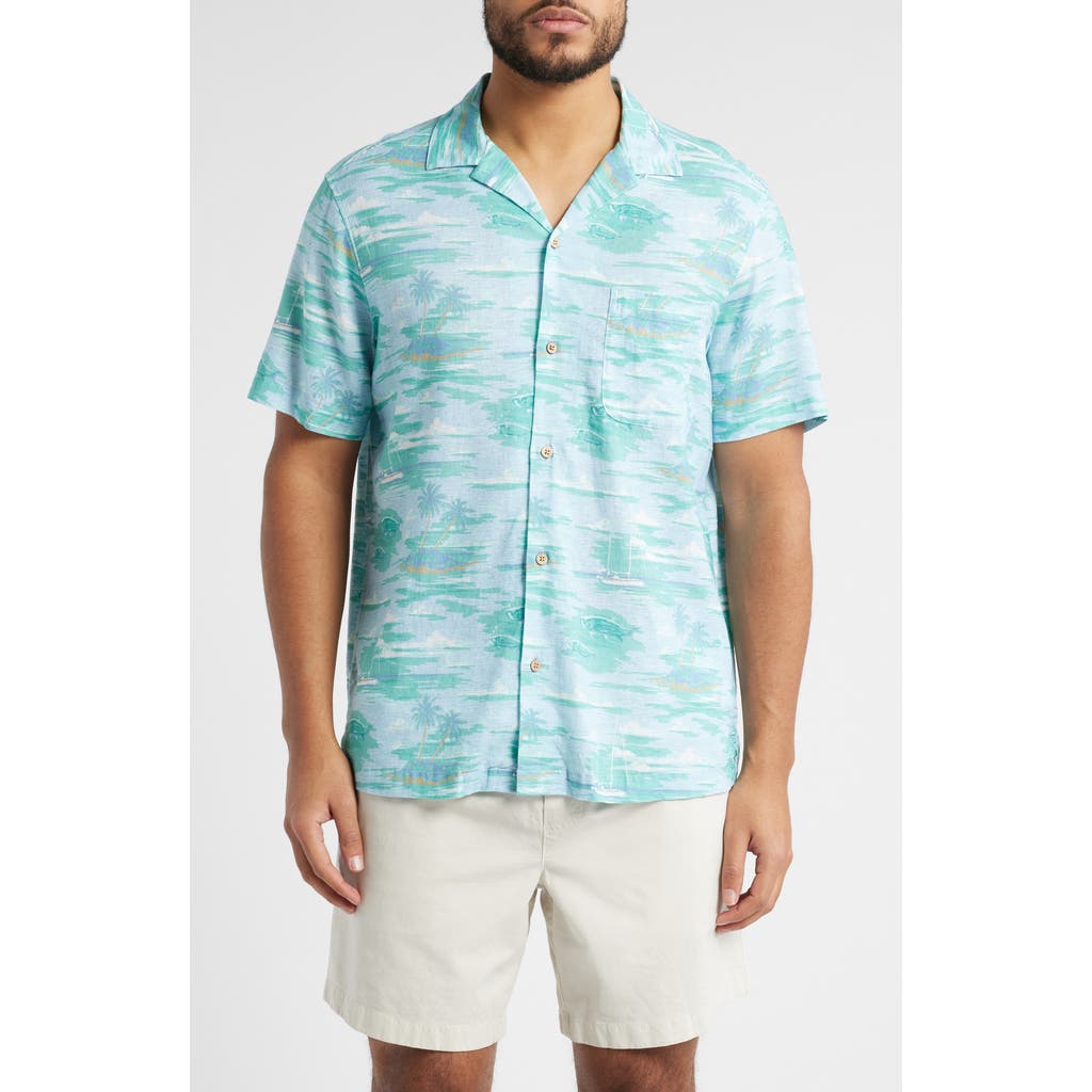 Vineyard Vines Island Life Regular Fit Short Sleeve Cabana Shirt In Ice Water