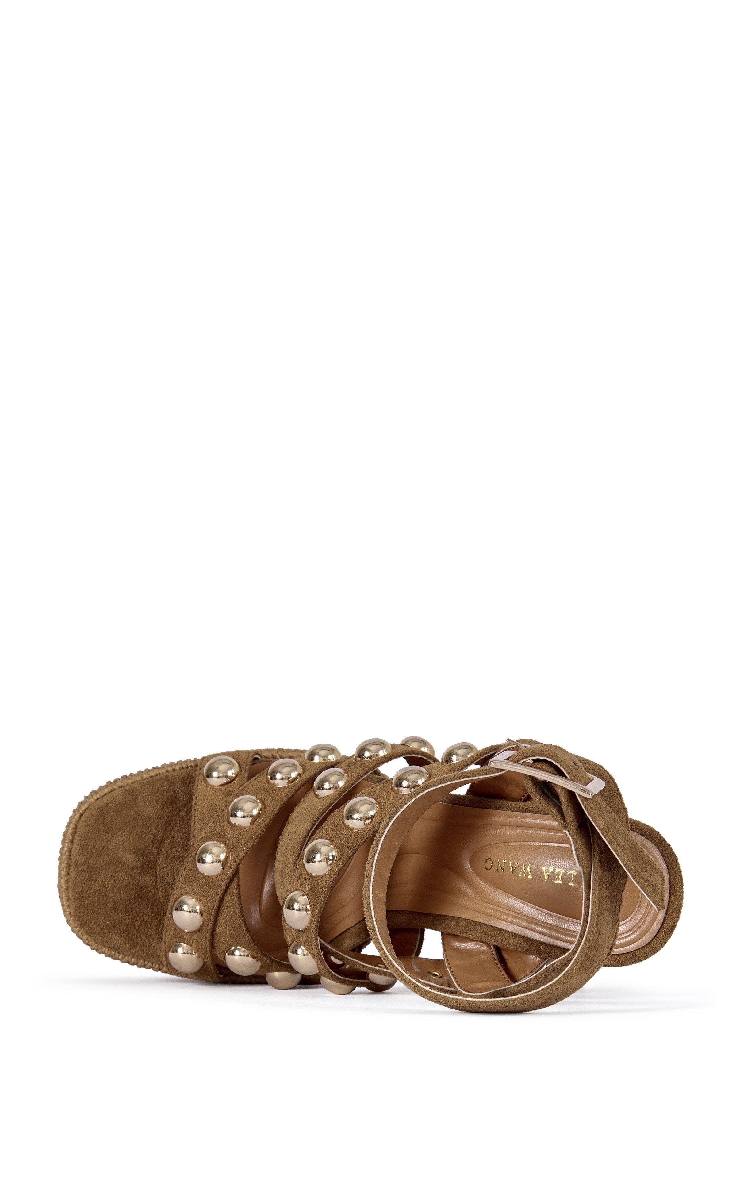AZALEA WANG Yara Block Sandal, Alternate, color, Brown