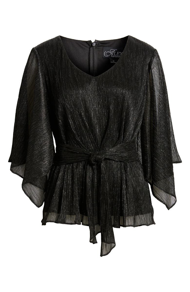Alex Evenings Tie Waist Metallic Chiffon Top, Alternate, color, 