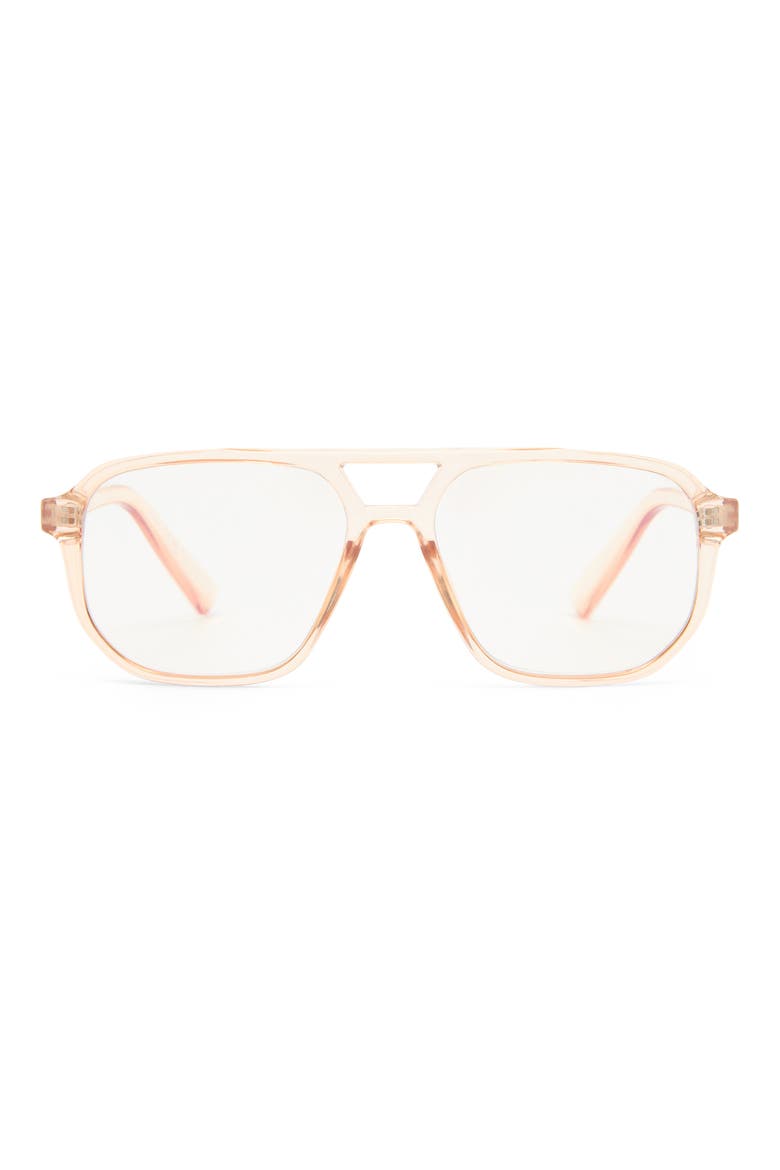 The Atticus 53mm Aviator Blue Light Blocking Reading Glasses, Main, color, CRYSTAL SAND