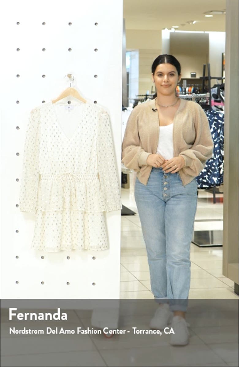 Tyler Metallic Long Sleeve Clip Dot Minidress, sales video thumbnail