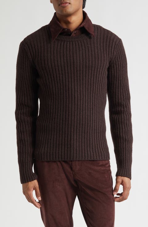 Wool Rib Crewneck Sweater