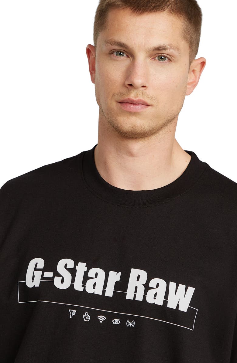 G-STAR Symbols Print Loose Organic Cotton Graphic T-Shirt, Alternate, color, Dark Black