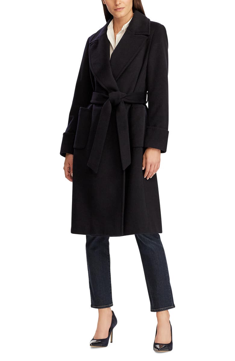 Lauren Ralph Lauren Wool Blend Wrap Coat, Alternate, color, 