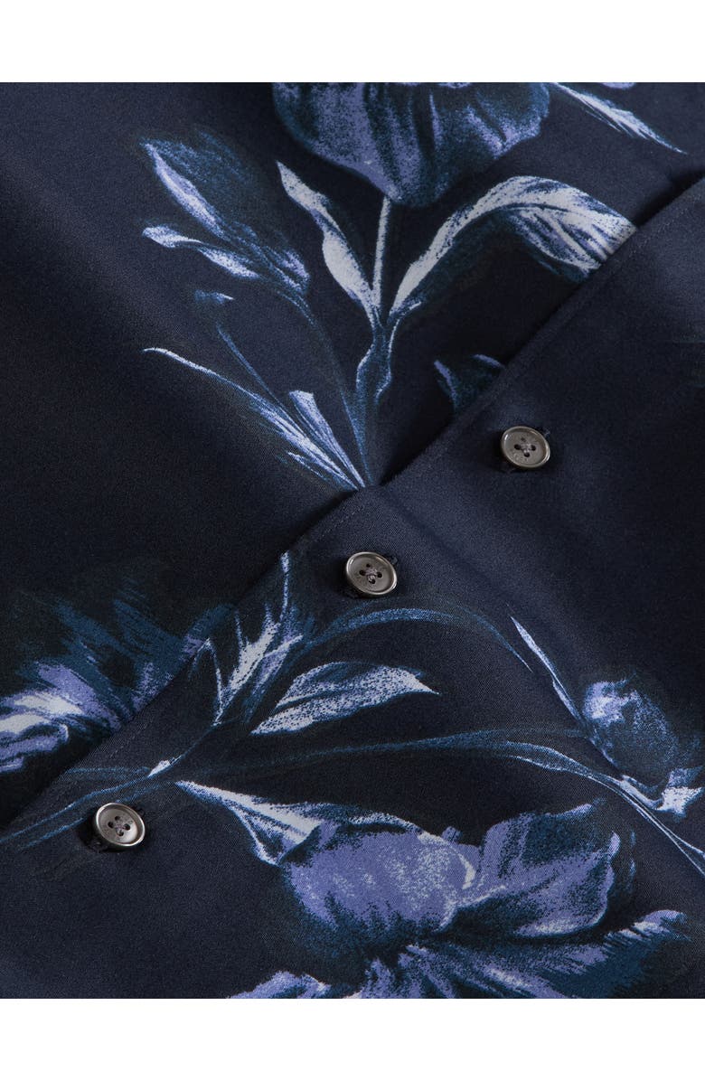 Ted Baker Soren Digital Floral Print Stretch Cotton Dress Shirt, Alternate, color, Blue Nights