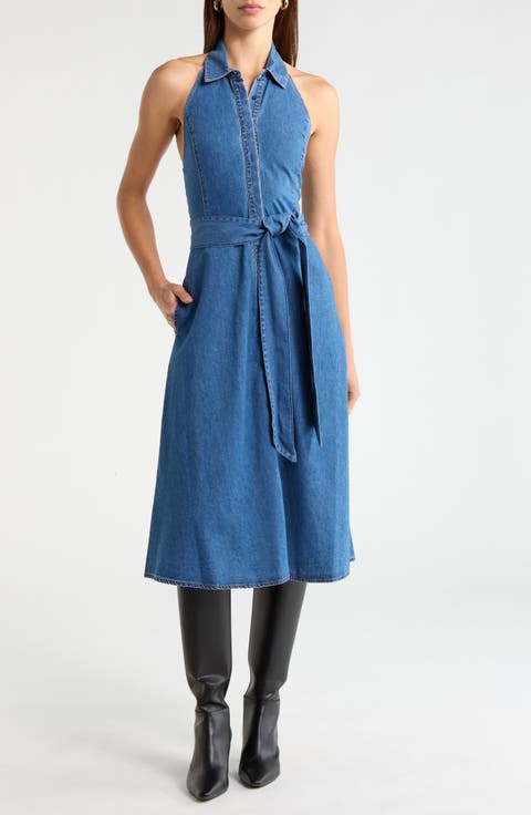 Chassidy Chambray Halter Dress