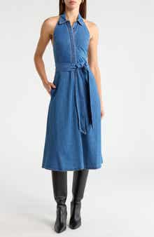 Alice + Olivia Chassidy Chambray Halter Dress