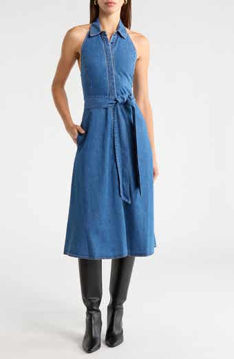 Alice + Olivia Chassidy Chambray Halter Dress