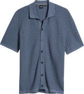 BOSS Nappo Pointelle Short Sleeve Button-Up Shirt