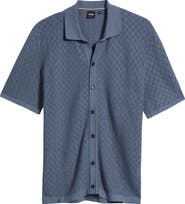 BOSS Nappo Pointelle Short Sleeve Button-Up Shirt