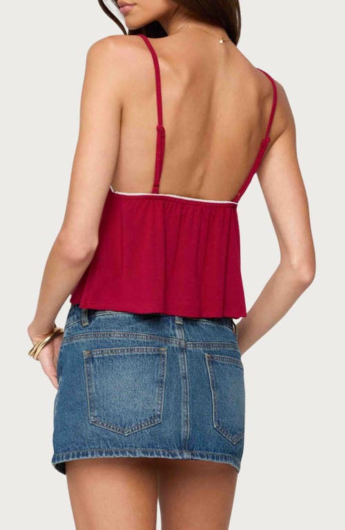 Edikted Kellyn Button Contrast Babydoll Top In Red