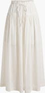 Modenaire Paperbag Waist Wide Leg Pants with Drawstring and Gathered Yoke