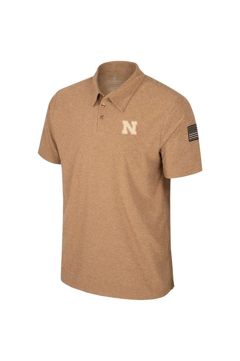 Men's Colosseum Khaki Nebraska Huskers OHT Military Appreciation Cloud Jersey Desert Polo, Alternate, color, Khaki