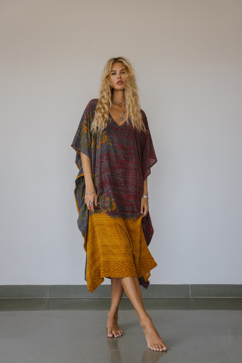 Long Caftan Astoria, Alternate, color, Grey & Yellow