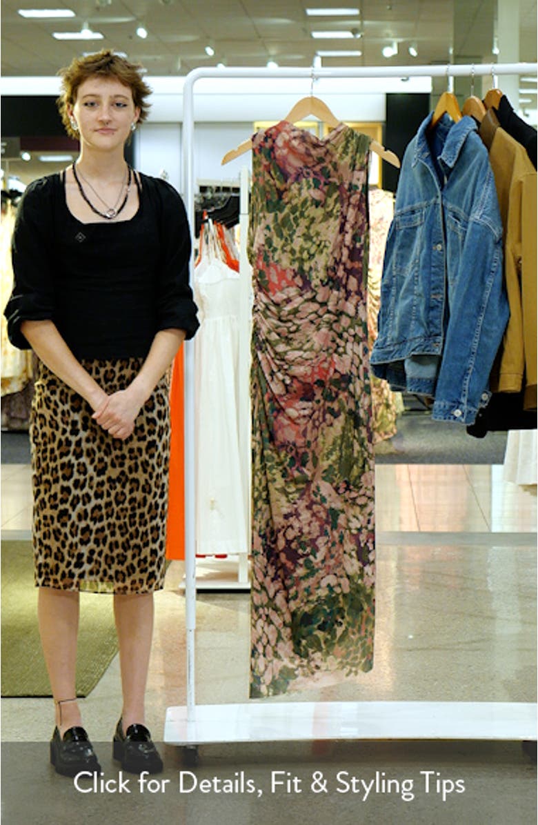 Floral Shirred Mesh Dress, sales video thumbnail