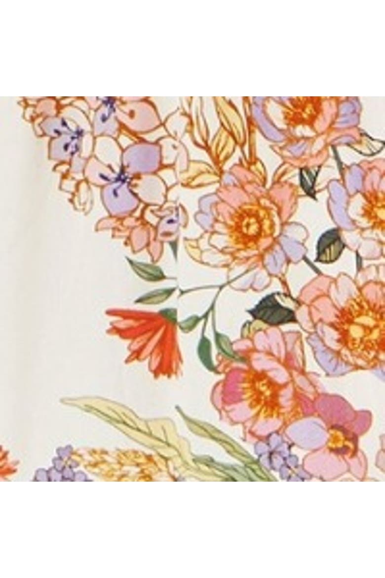 Viscose Floral Border Shorts, Alternate, color, Ivory