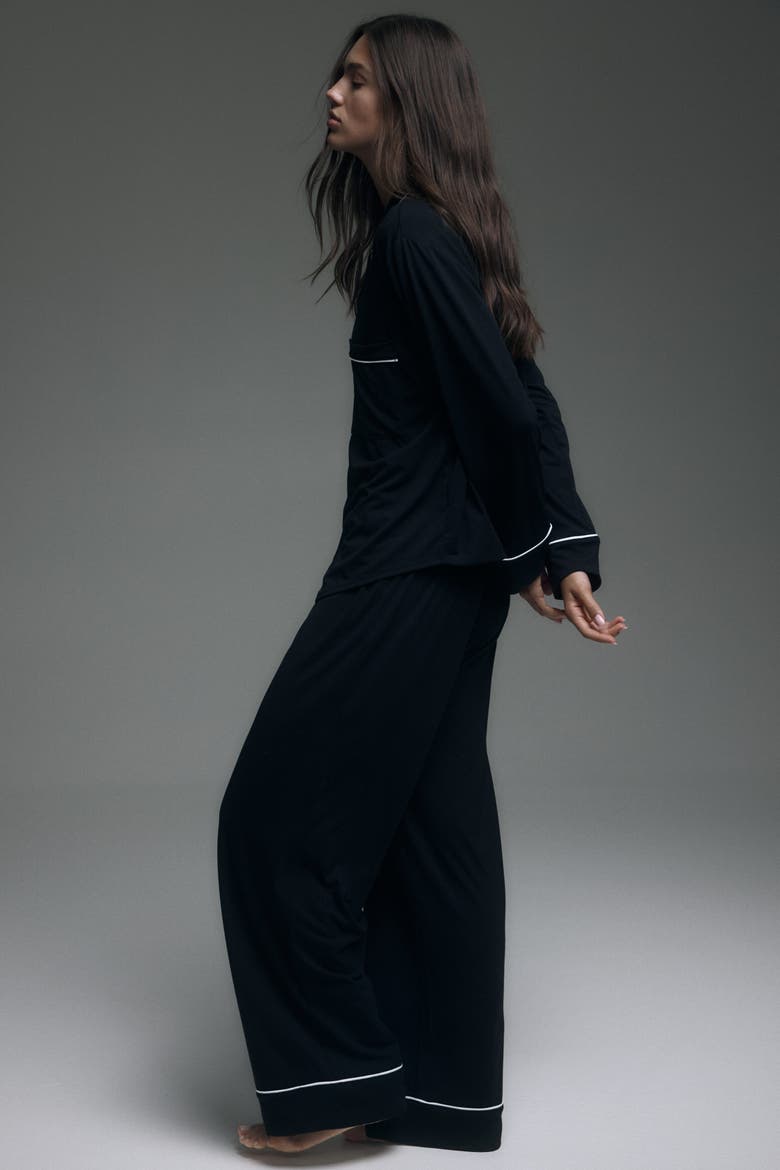 Viscose-blend Pyjamas, Alternate, color, Black