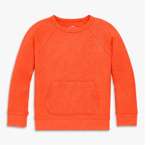 Primary Kids Heathered Waffle Pocket Tee In Orange
