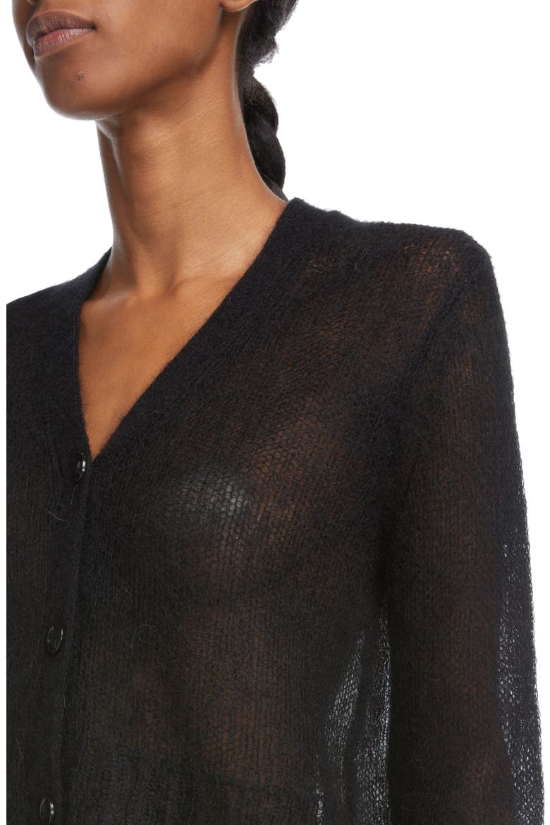 Kodilia Crop Mohair Blend Cardigan, Alternate, color, BLACK