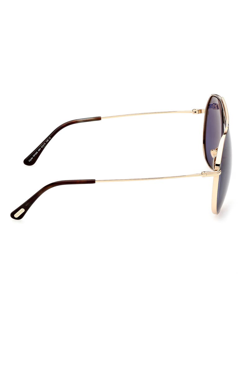 TOM FORD Liam 61mm Navigator Sunglasses, Alternate, color, Shiny Rose Gold / Blue