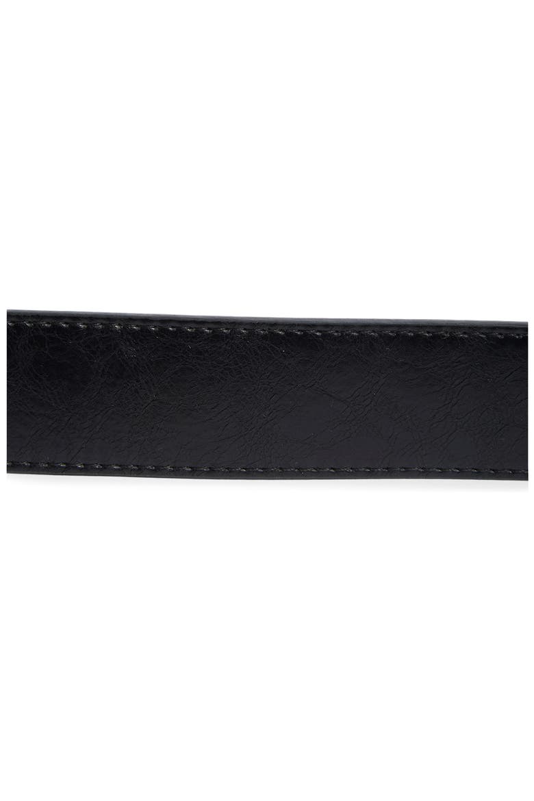 Etched Metal Leather Belt, Alternate, color, BLACK