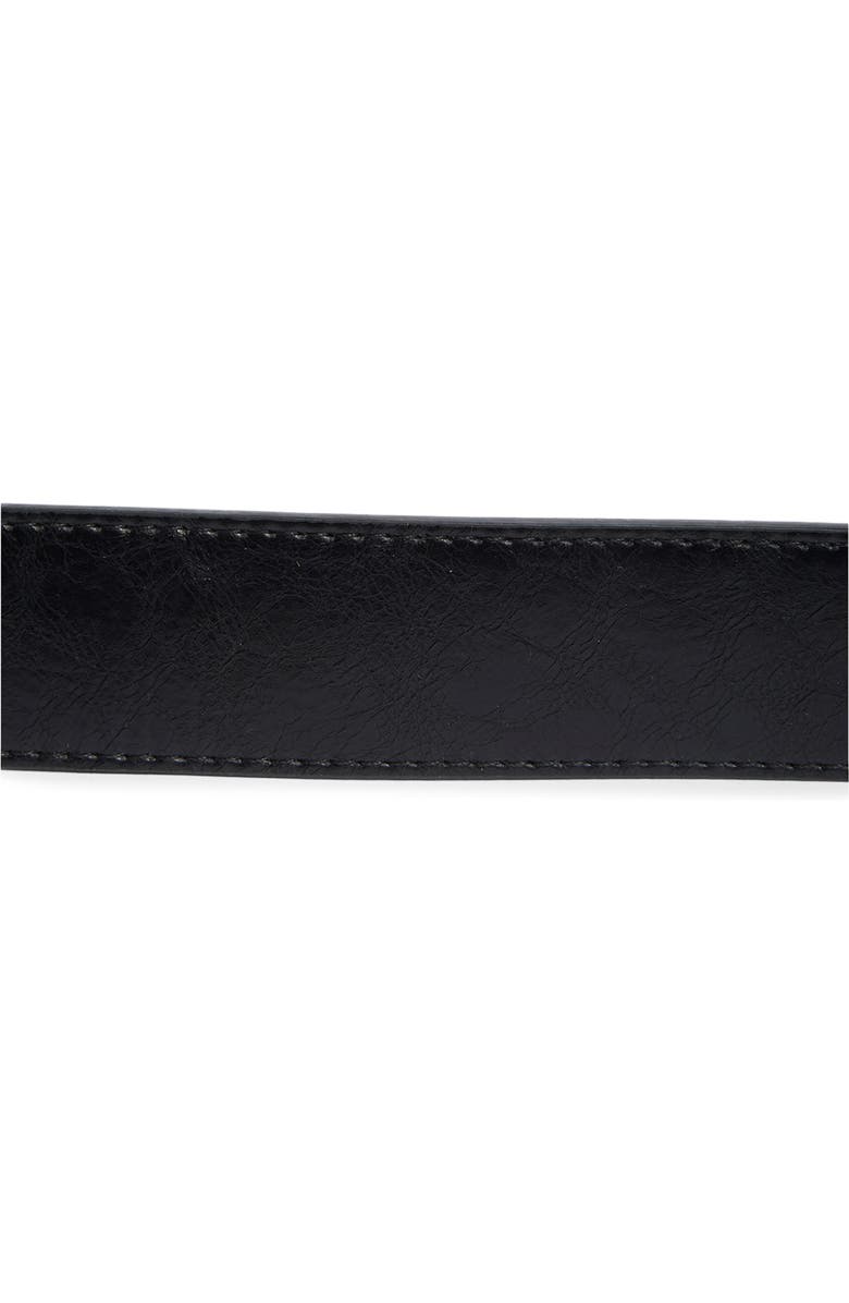 Vince Camuto Etched Metal Leather Belt, Alternate, color, Black