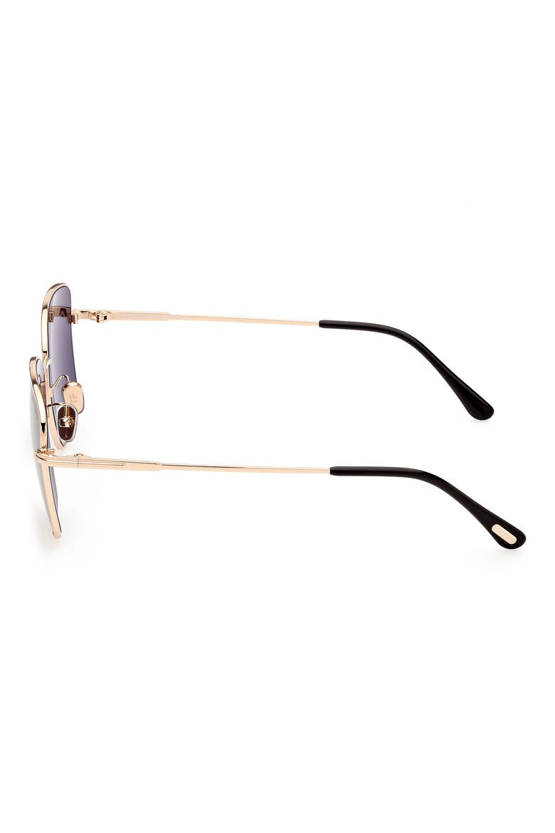 60mm Gradient Rectangle Sunglasses, Alternate, color, SHINY ROSE GOLD / SMOKE