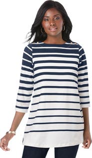 Jessica London Stretch Cotton Boatneck Tunic