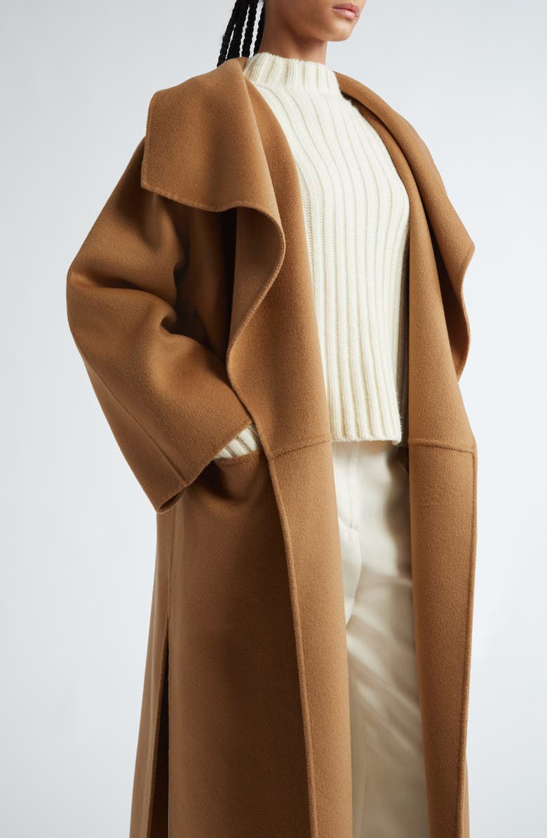 TOTEME Annecy Open Front Wool & Cashmere Coat, Alternate, color, Camel