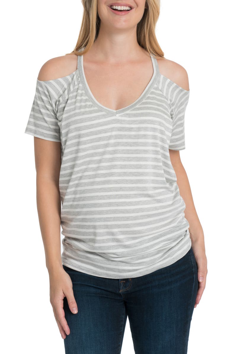 Bun Maternity Bliss Cold Shoulder Maternity/Nursing Tee, Main, color, 