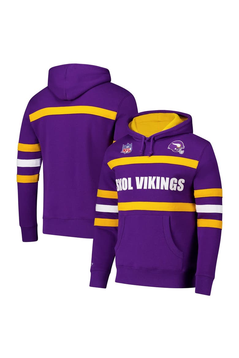 Men's  Purple Minnesota Vikings Vintage Logo Head Coach Fleece Pullover Hoodie, Main, color, Purple