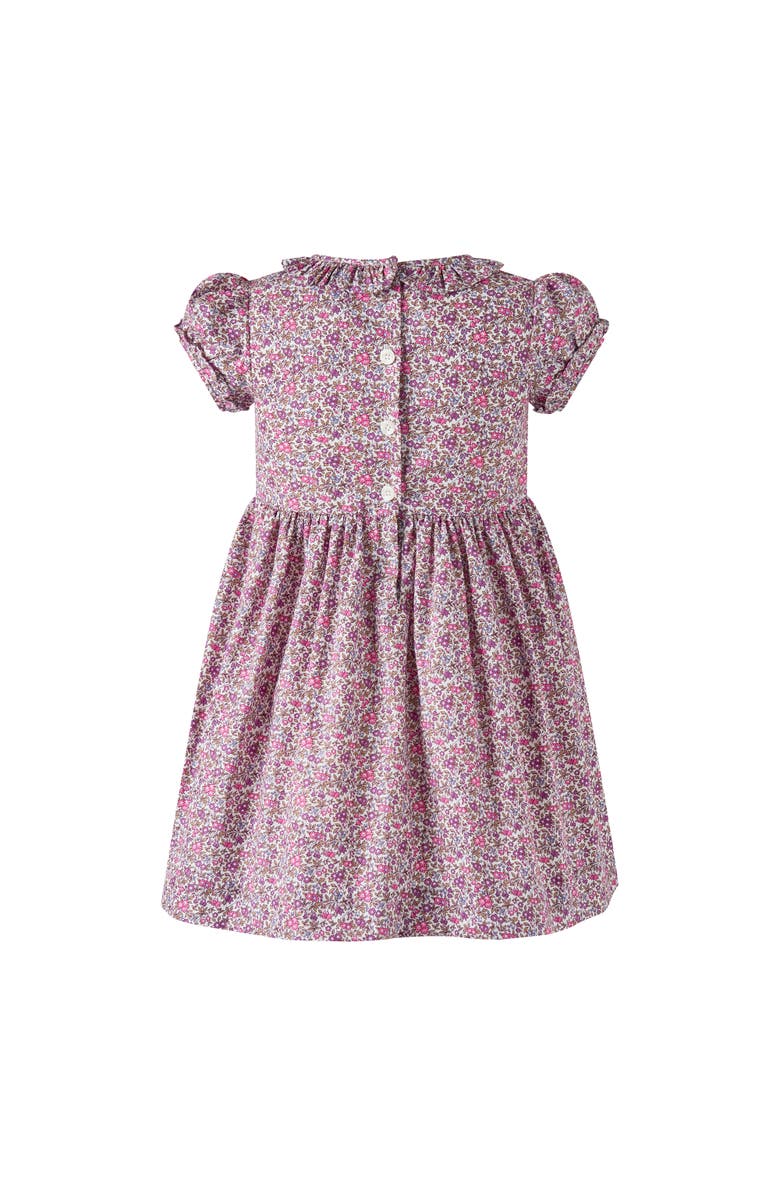 Rachel Riley Floral SS Smocked Dress, Alternate, color, Purple
