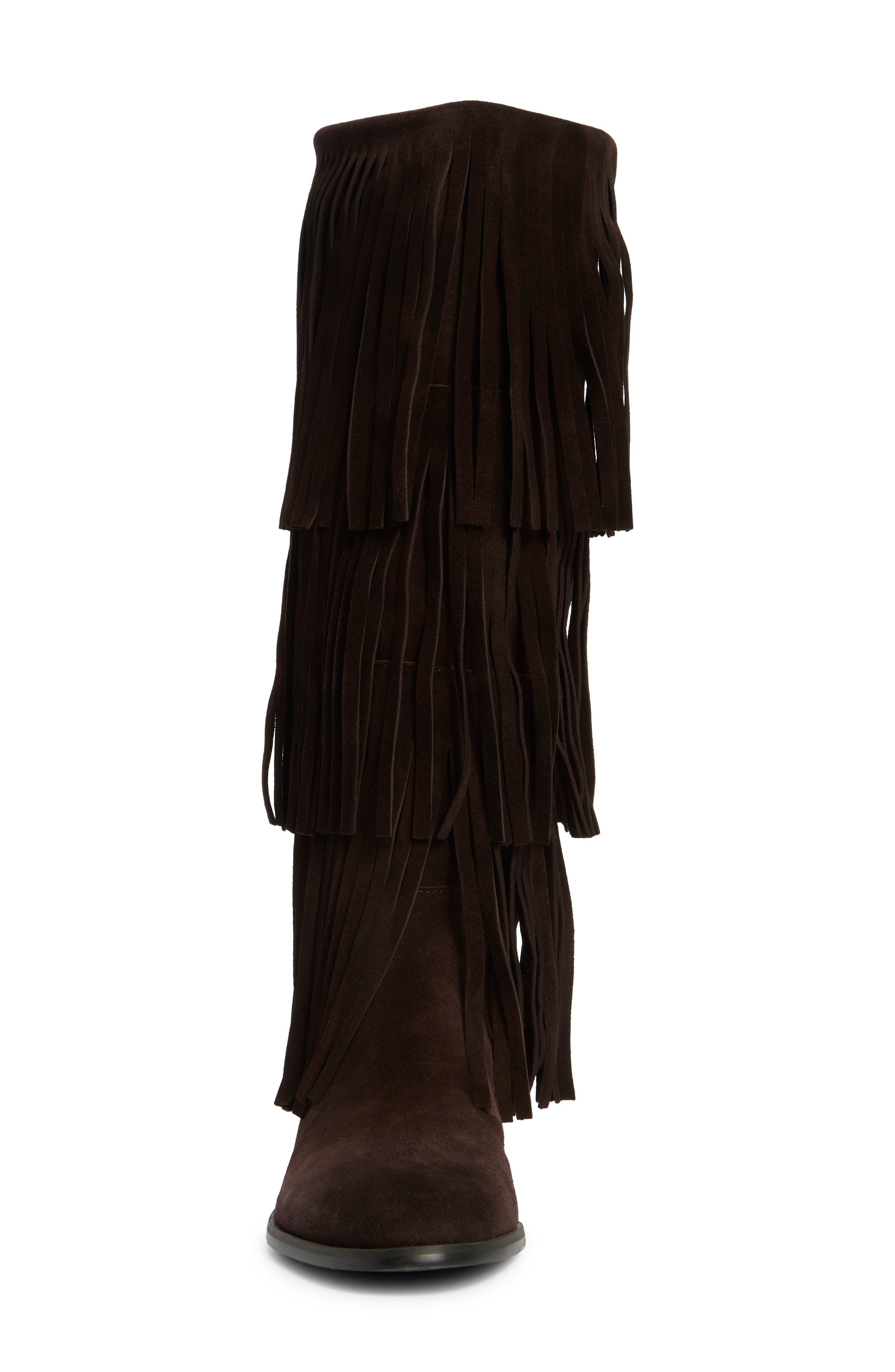 Steve Madden Spur Fringe Boot, Alternate, color, Brown Suede