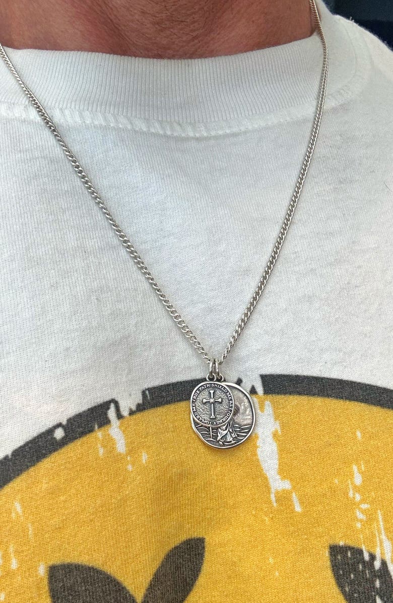 Nialaya Saint Christopher Double Medallion Necklace, Alternate, color, Sterling Silver