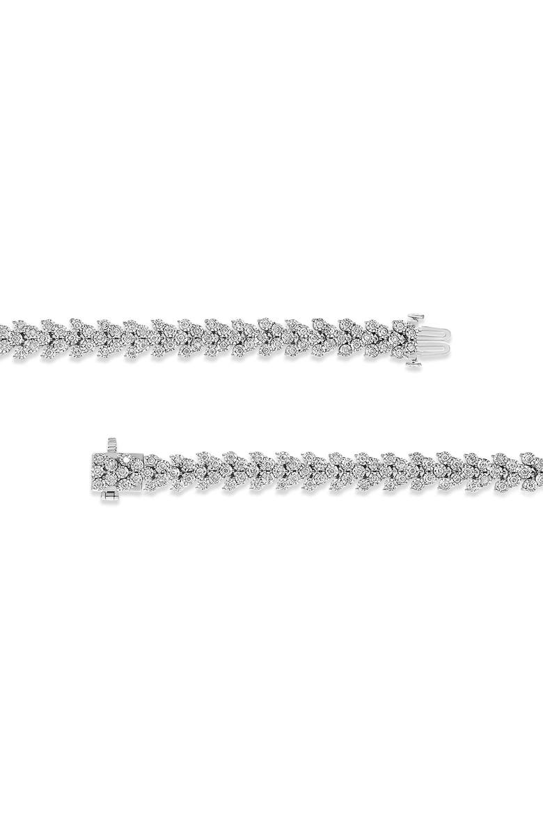 .925 Sterling Silver 2.00 Cttw Miracle Set Diamond Laurel Wreath Link Bracelet, Alternate, color, Silver