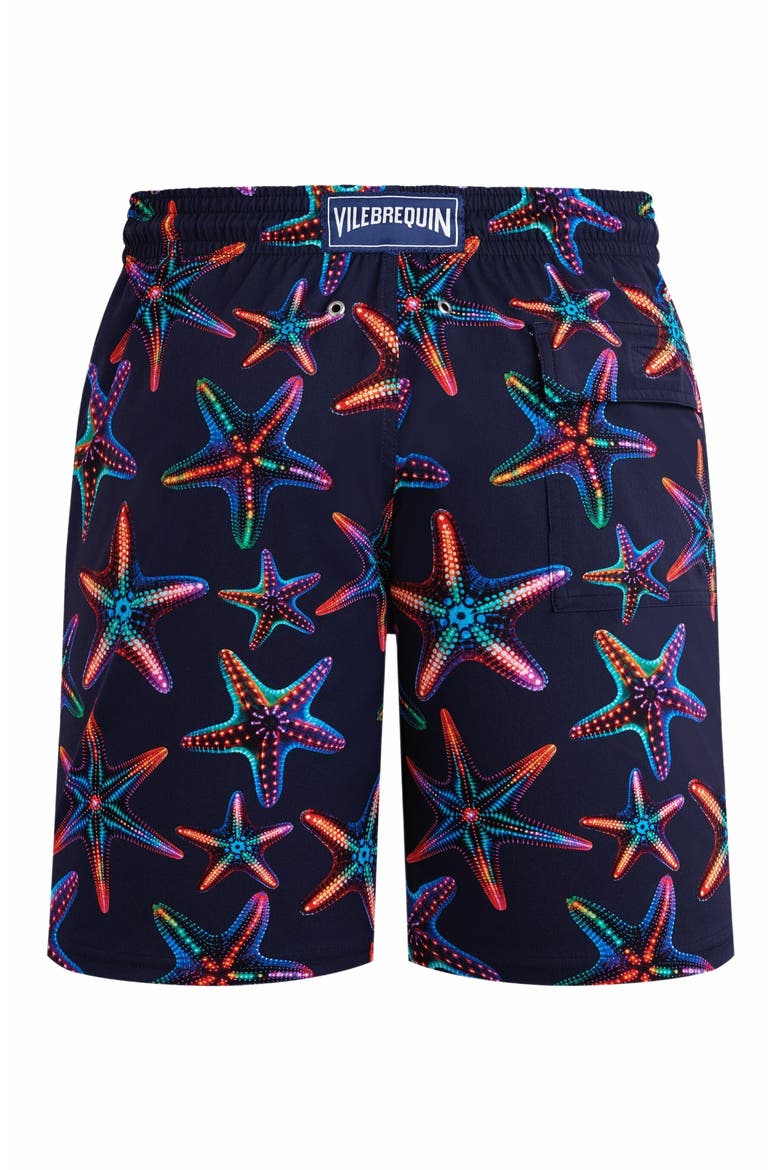 Men's Disco Stars Long Stretch Swim Shorts, Alternate, color, BLEU MARINE