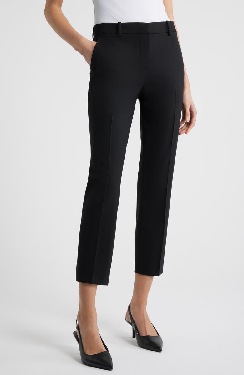 Theory Treeca Wool Blend Crop Pants, Main, color, Black