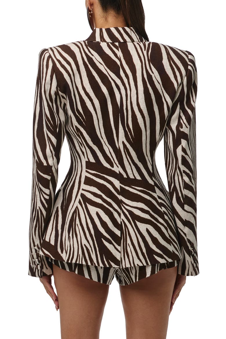 Abstract Animal Print Power Shoulder Blazer, Alternate, color, WILD RIVIERA