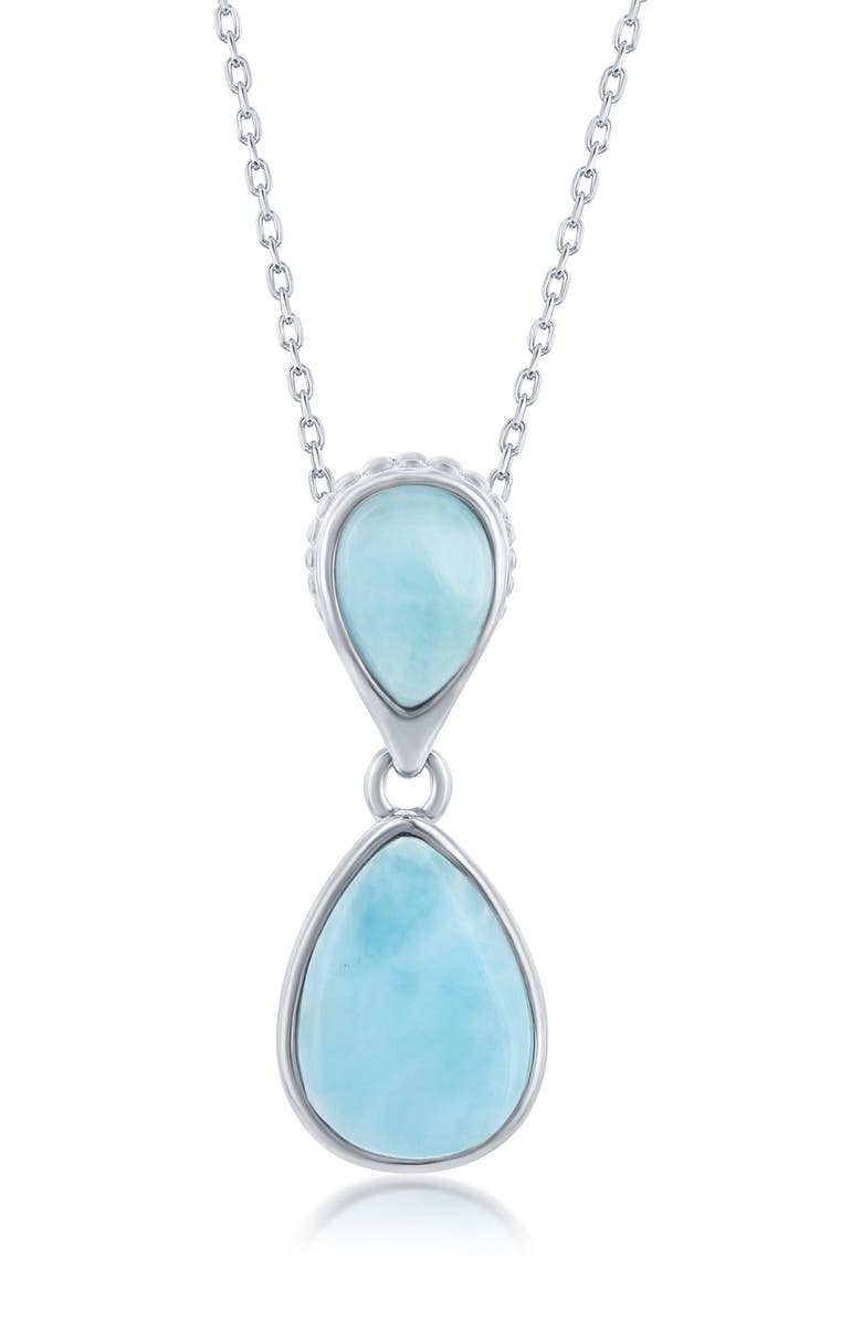 SIMONA Sterling Silver Double Larimar Pendant, Main, color, 