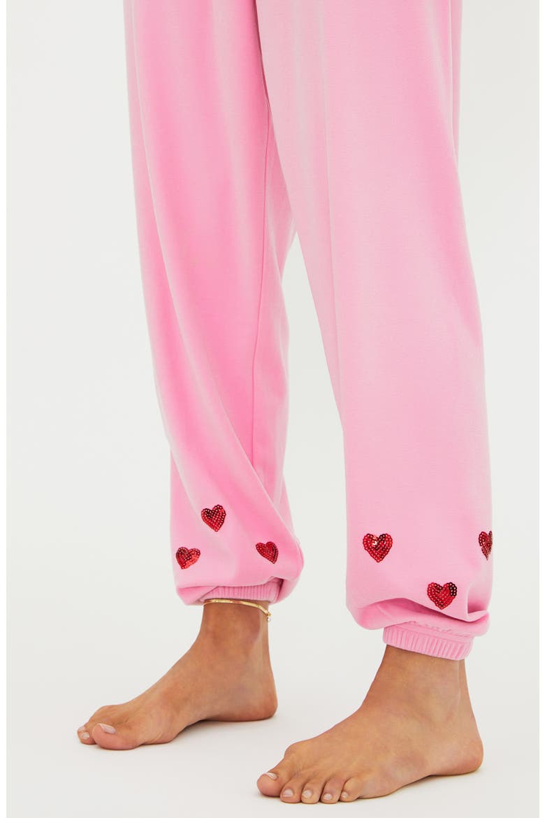 Georgie Sequin Heart Sweatpants, Alternate, color, LOVELY PINK