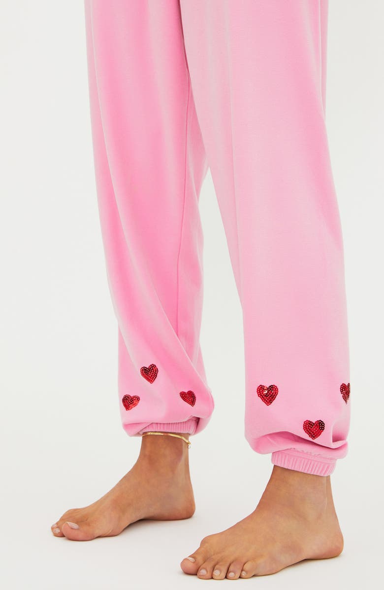 Beach Riot Georgie Sequin Heart Sweatpants, Alternate, color, Lovely Pink