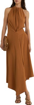 Reiss Maeve Asymmetric Sleeveless Midi Dress