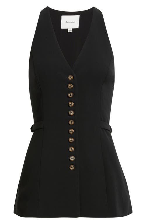 Reformation Rowe Darted Crepe Top In Black