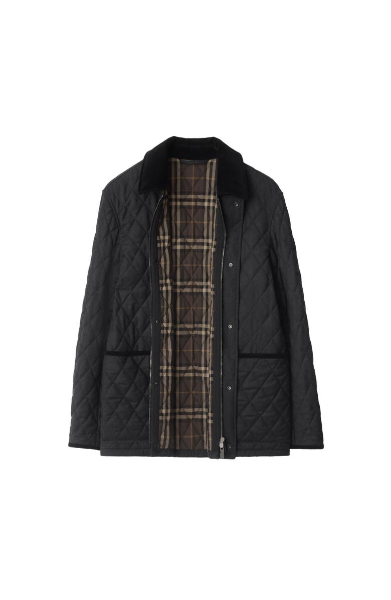 Burberry Quilted Wool Barn Jacket, Alternate, color, Charcoal Grey